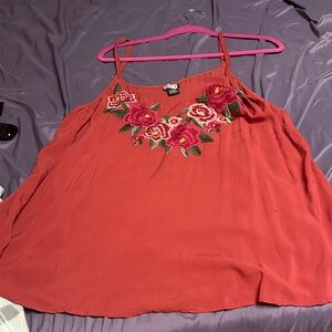 Torrid Red Camisole with Floral Embroidery